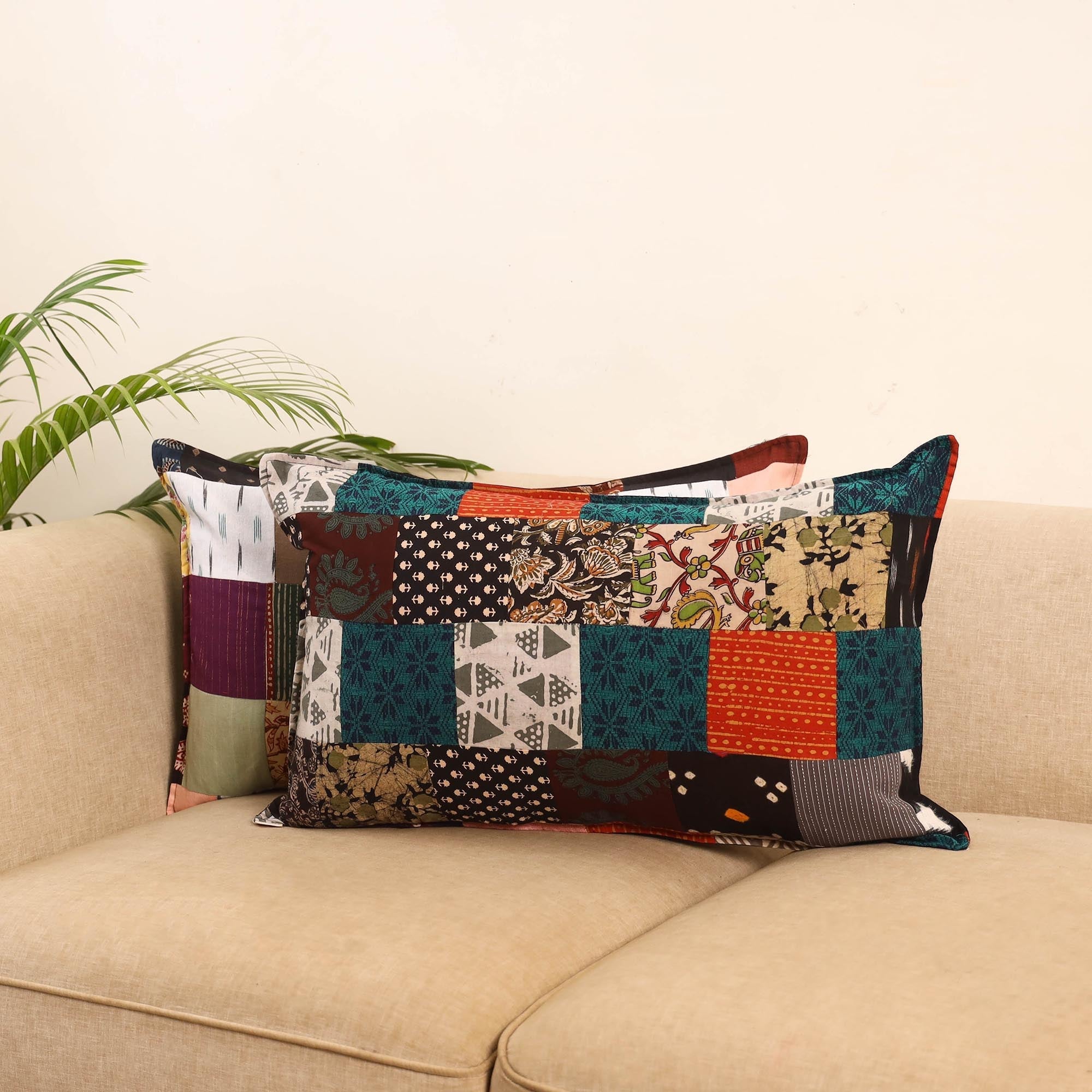 Set of 2 patchwork pillow covers 57 - handcrafted