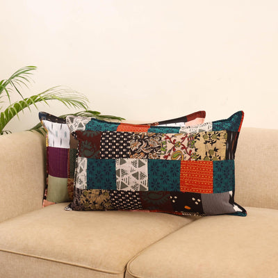 Set of 2 patchwork pillow covers 57 - handcrafted