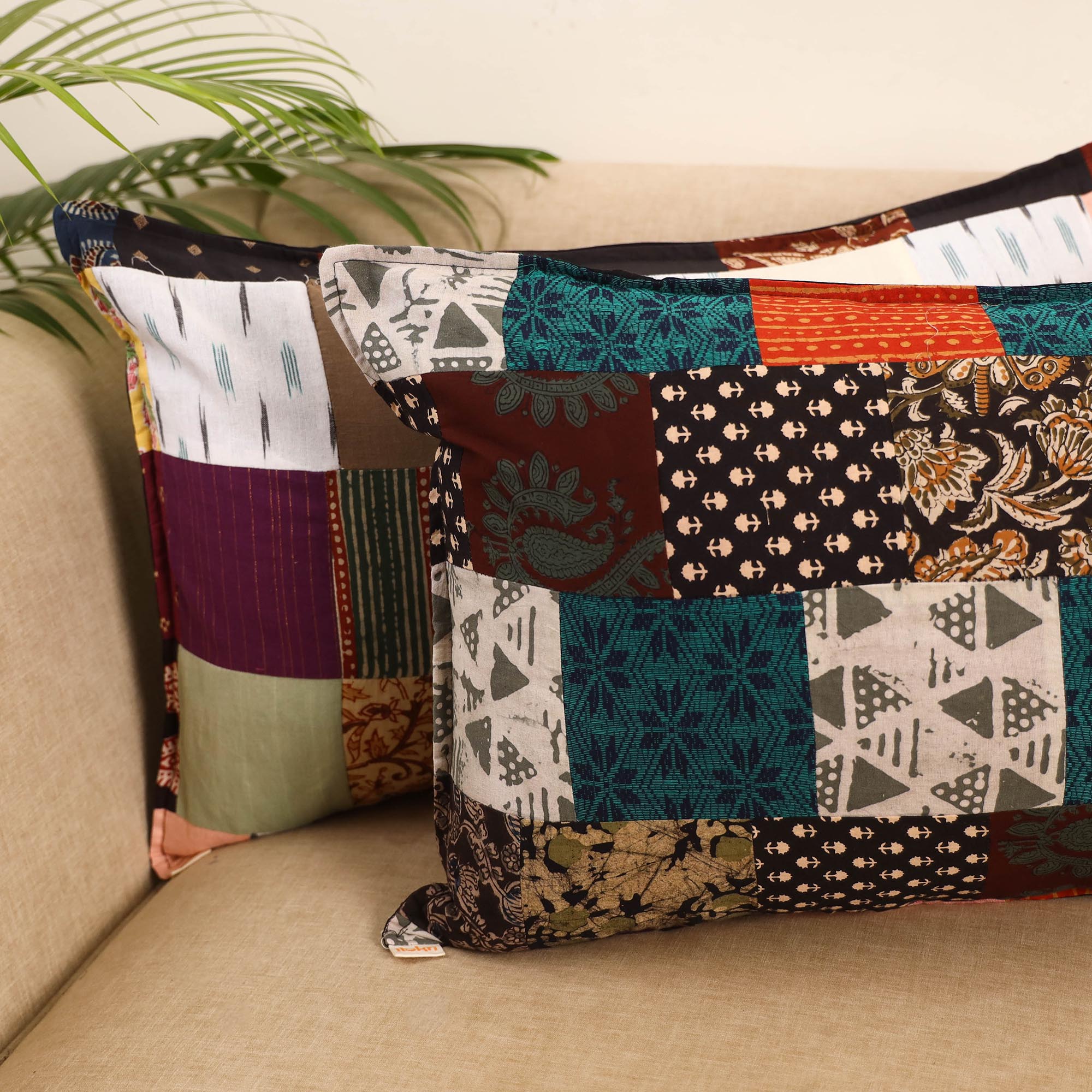 Set of 2 patchwork pillow covers 57 - handcrafted