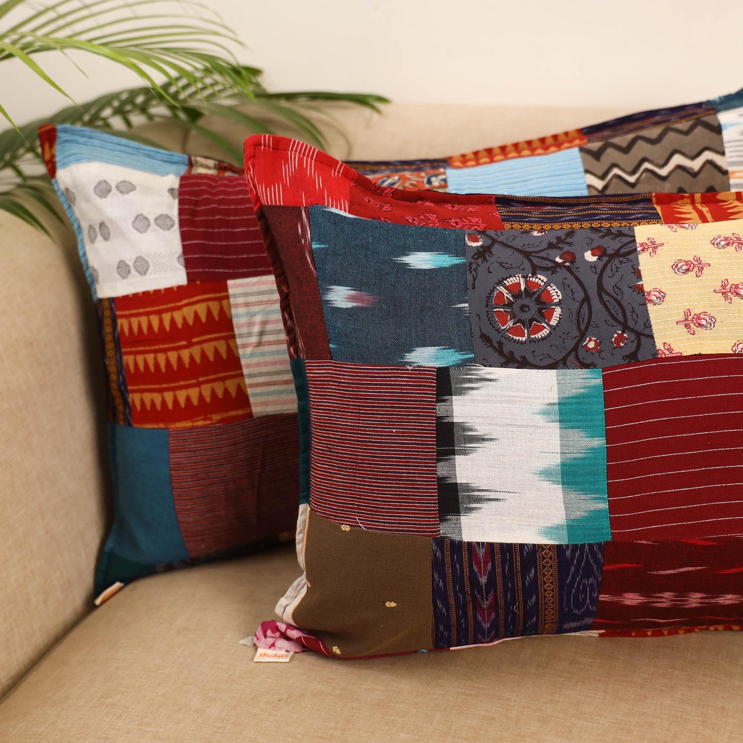 Set of 2 patchwork pillow covers 58 - handcrafted