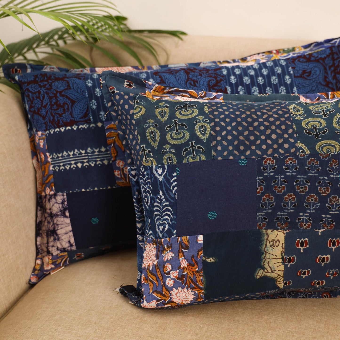 Set of 2 patchwork pillow covers 60 - handcrafted