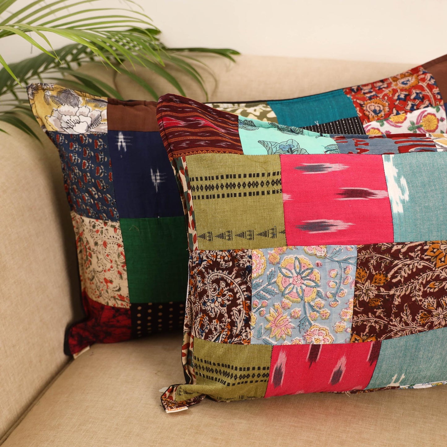 Set of 2 patchwork pillow covers 61 - handcrafted