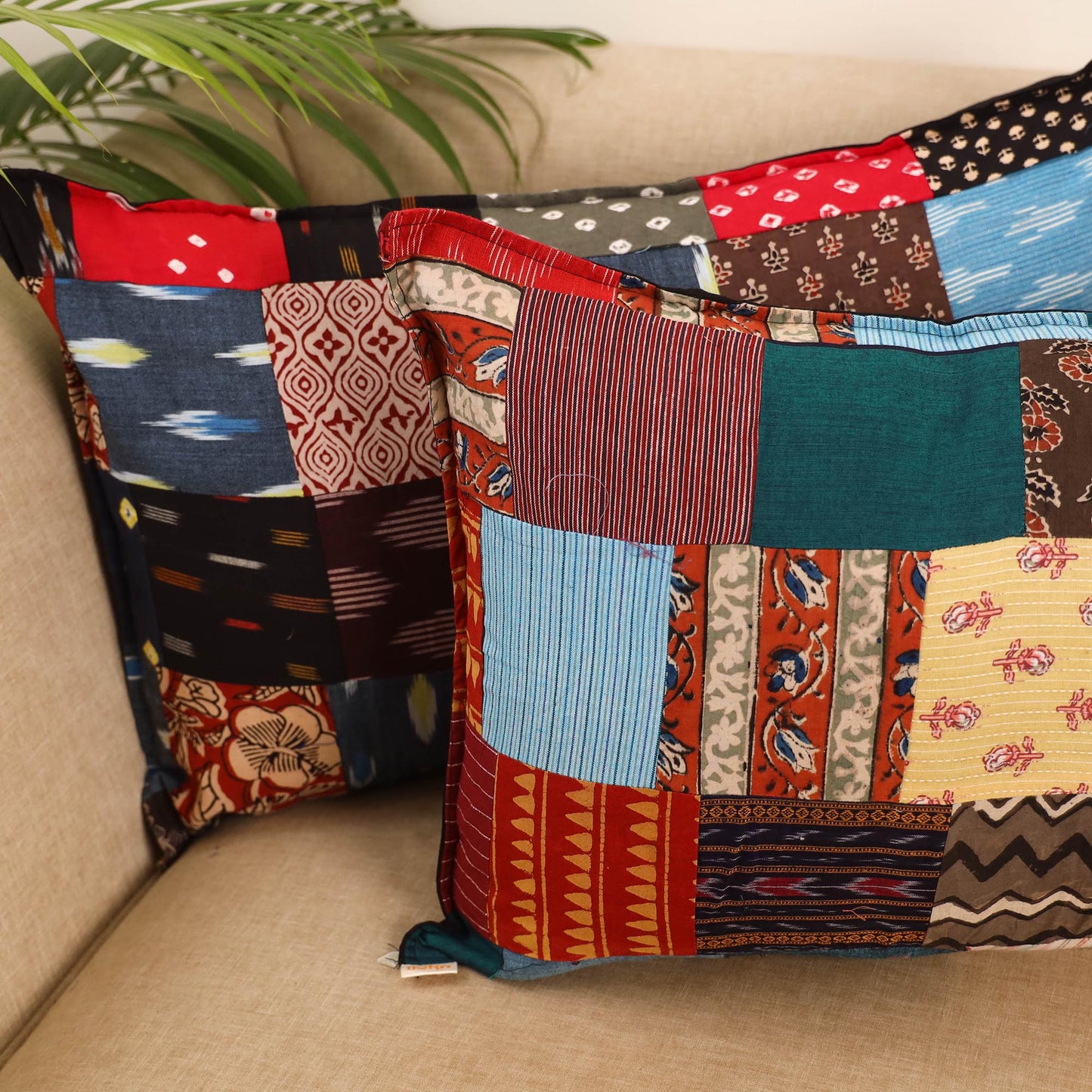 Set of 2 patchwork pillow covers 63 - handcrafted