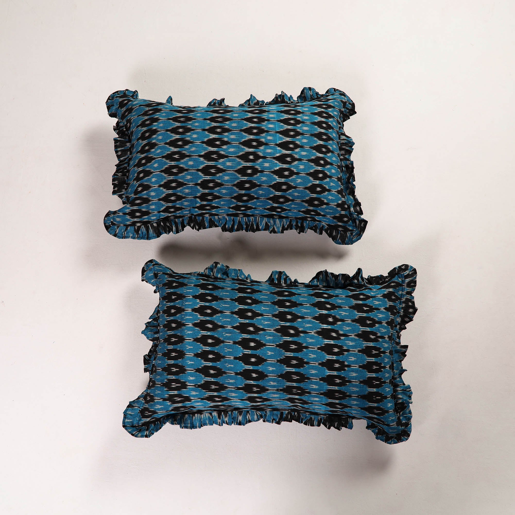 Multicolor - set of 2 pochampally ikat cotton frill pillow