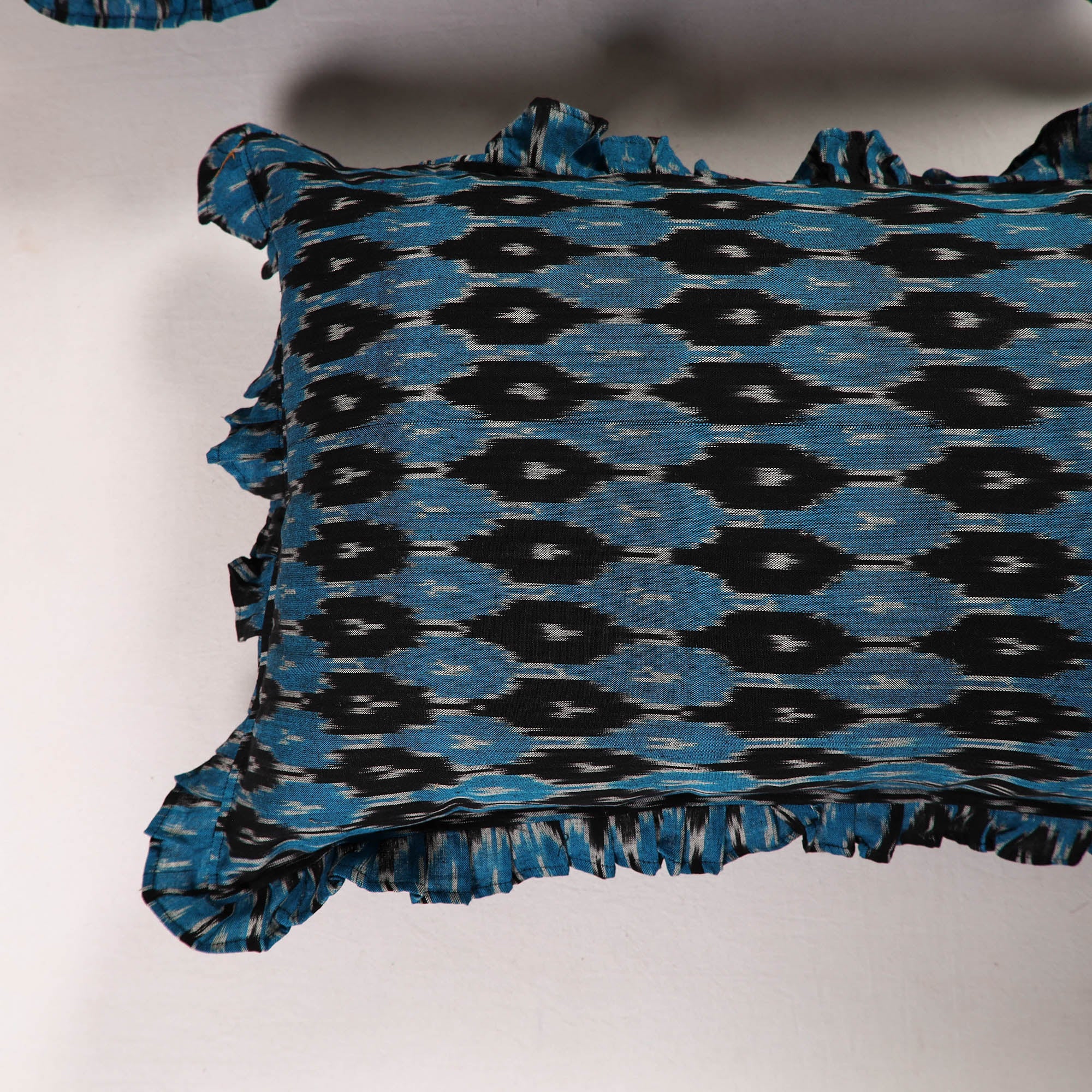 Multicolor - set of 2 pochampally ikat cotton frill pillow