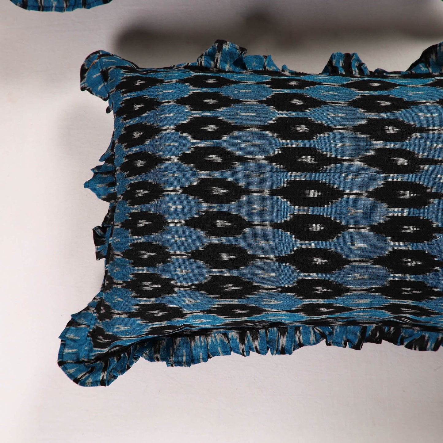 Multicolor - set of 2 pochampally ikat cotton frill pillow