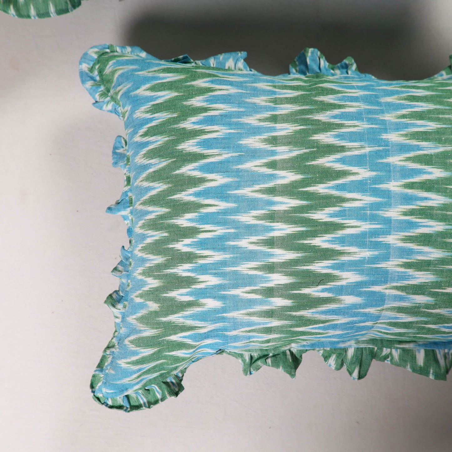 Multicolor - set of 2 pochampally ikat cotton frill pillow