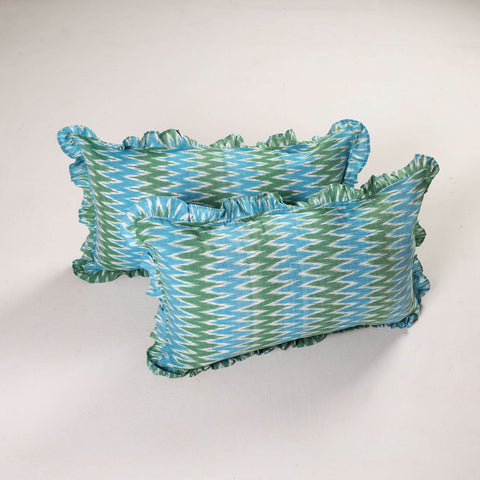 Multicolor - set of 2 pochampally ikat cotton frill pillow