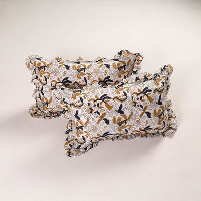 Multicolor - set of 2 sanganeri cotton frill pillow covers