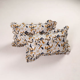 Multicolor - set of 2 sanganeri cotton frill pillow covers