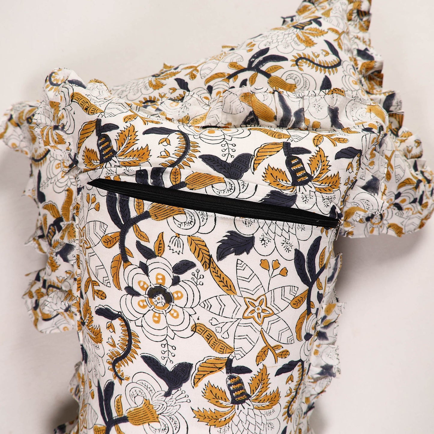 Multicolor - set of 2 sanganeri cotton frill pillow covers