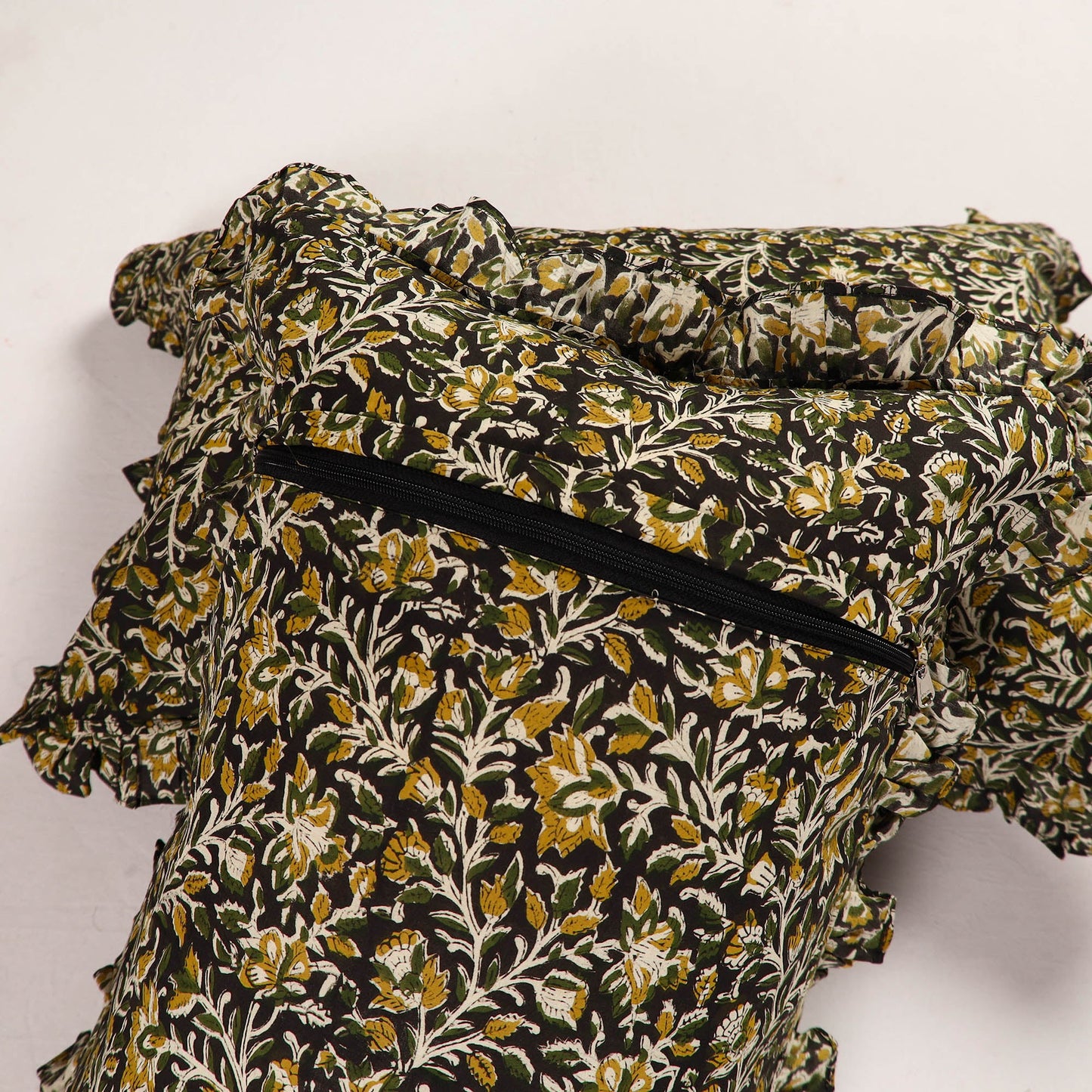 Multicolor - set of 2 sanganeri cotton frill pillow covers