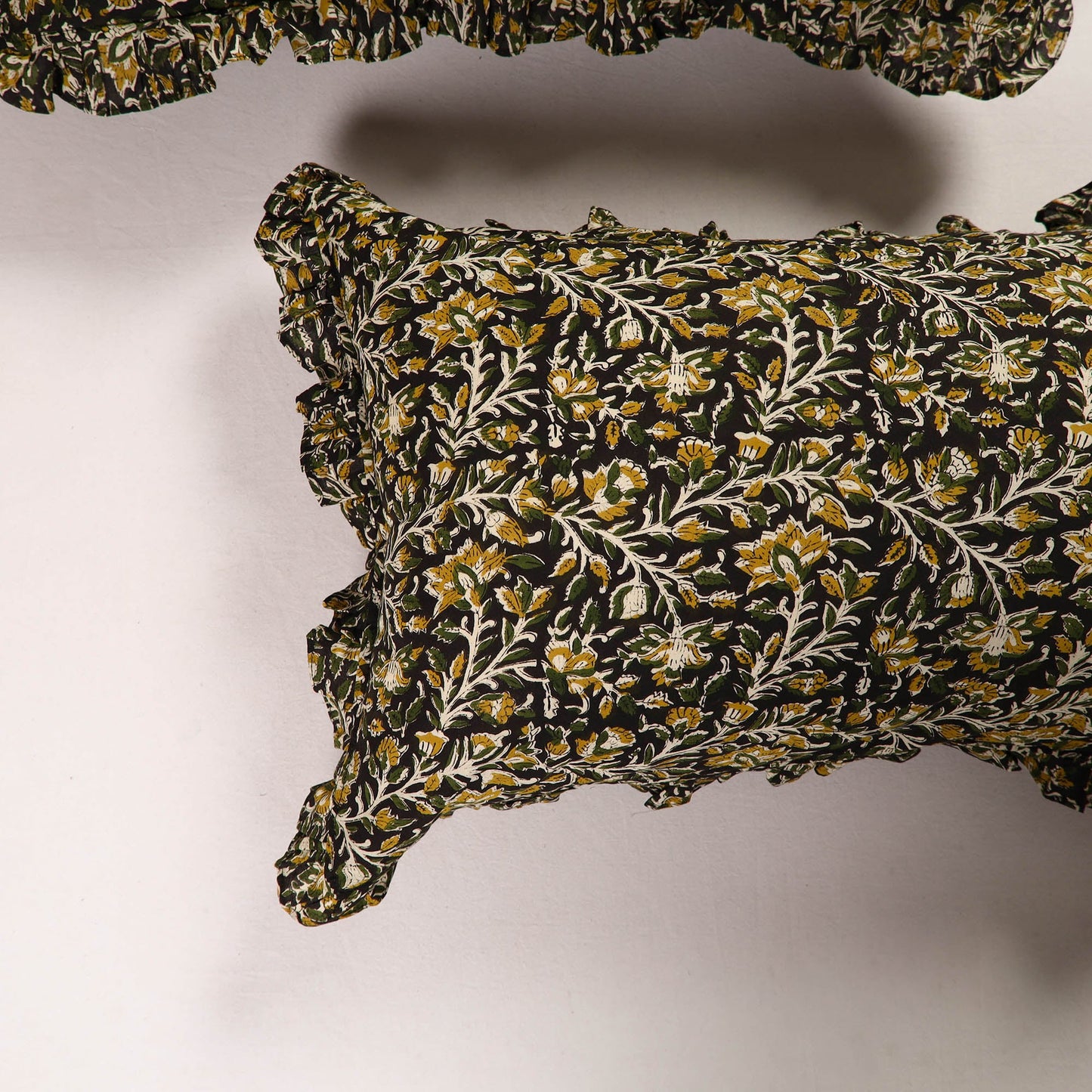 Multicolor - set of 2 sanganeri cotton frill pillow covers