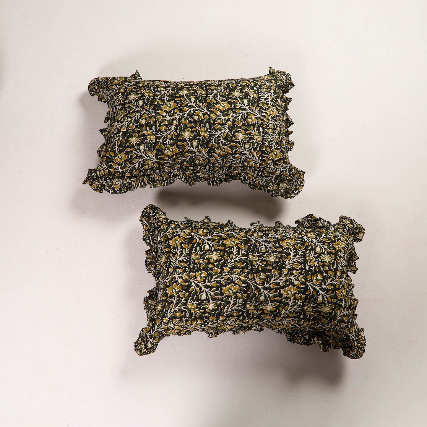 Multicolor - set of 2 sanganeri cotton frill pillow covers