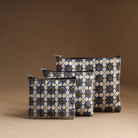 Multicolor - set of 3 - handmade cotton utility pouches 06