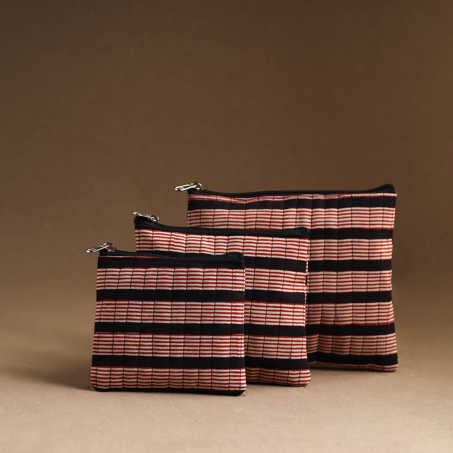 Multicolor - set of 3 - handmade cotton utility pouches 22