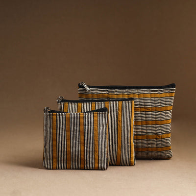 Multicolor - set of 3 - handmade cotton utility pouches 23