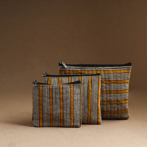 Multicolor - set of 3 - handmade cotton utility pouches 23