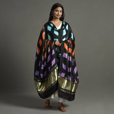 Multicolor - shibori clamp dyed modal silk dupatta