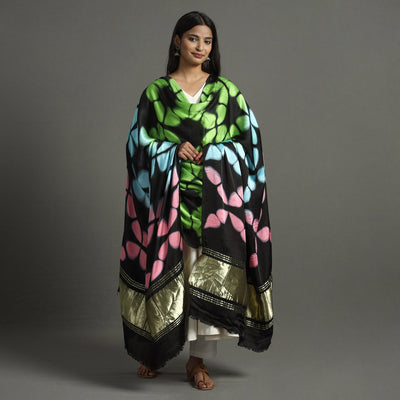Multicolor - shibori clamp dyed modal silk dupatta