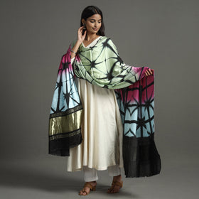  Shibori Clamp Dyed Modal Silk Dupatta with Zari Border 19 Online at iTokri.com