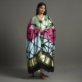  Shibori Clamp Dyed Modal Silk Dupatta with Zari Border 19 Online at iTokri.com