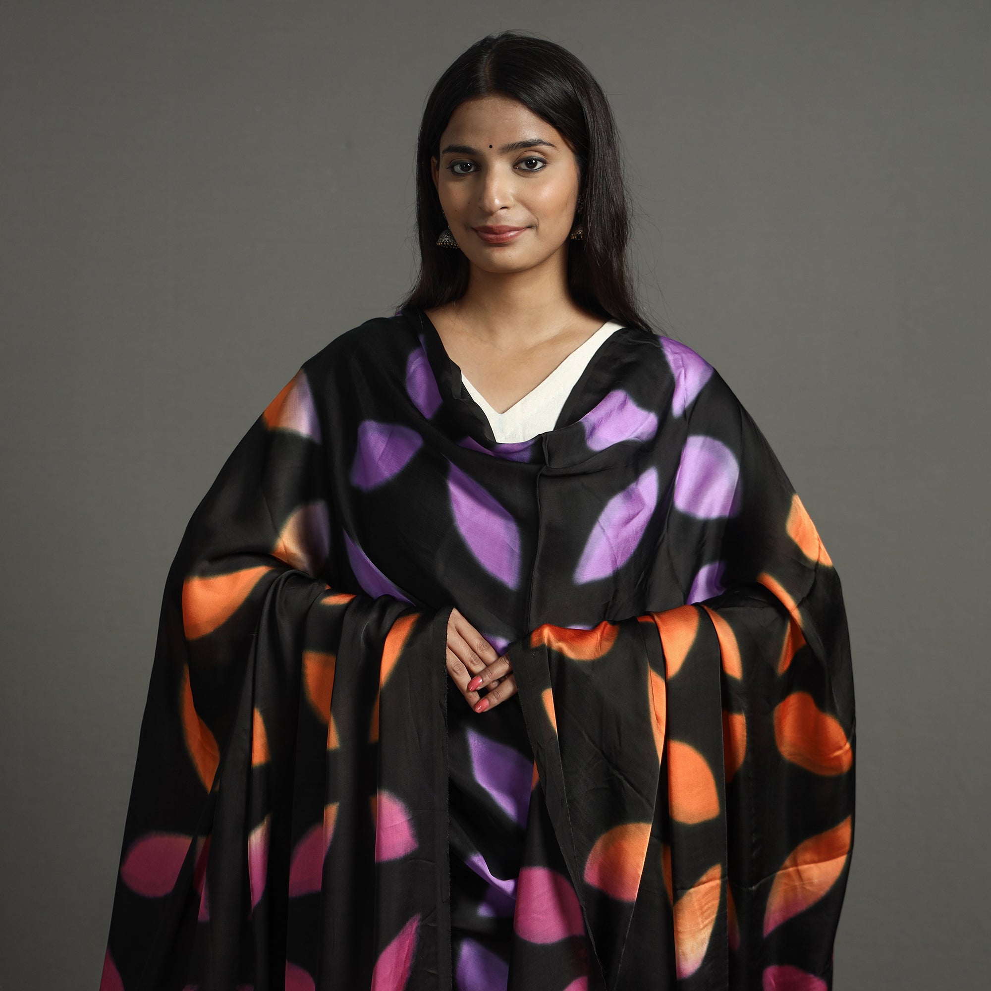 Multicolor - shibori clamp dyed modal silk dupatta