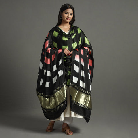 Multicolor - shibori clamp dyed modal silk dupatta