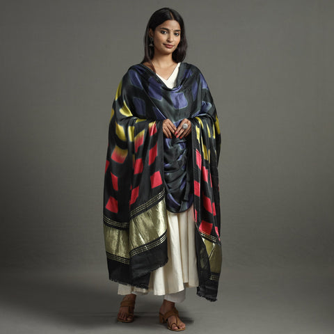 Multicolor - shibori clamp dyed modal silk dupatta