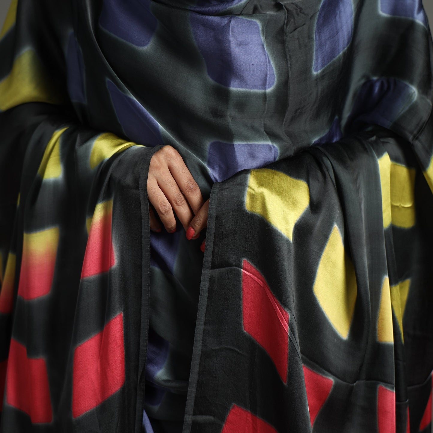 Multicolor - shibori clamp dyed modal silk dupatta