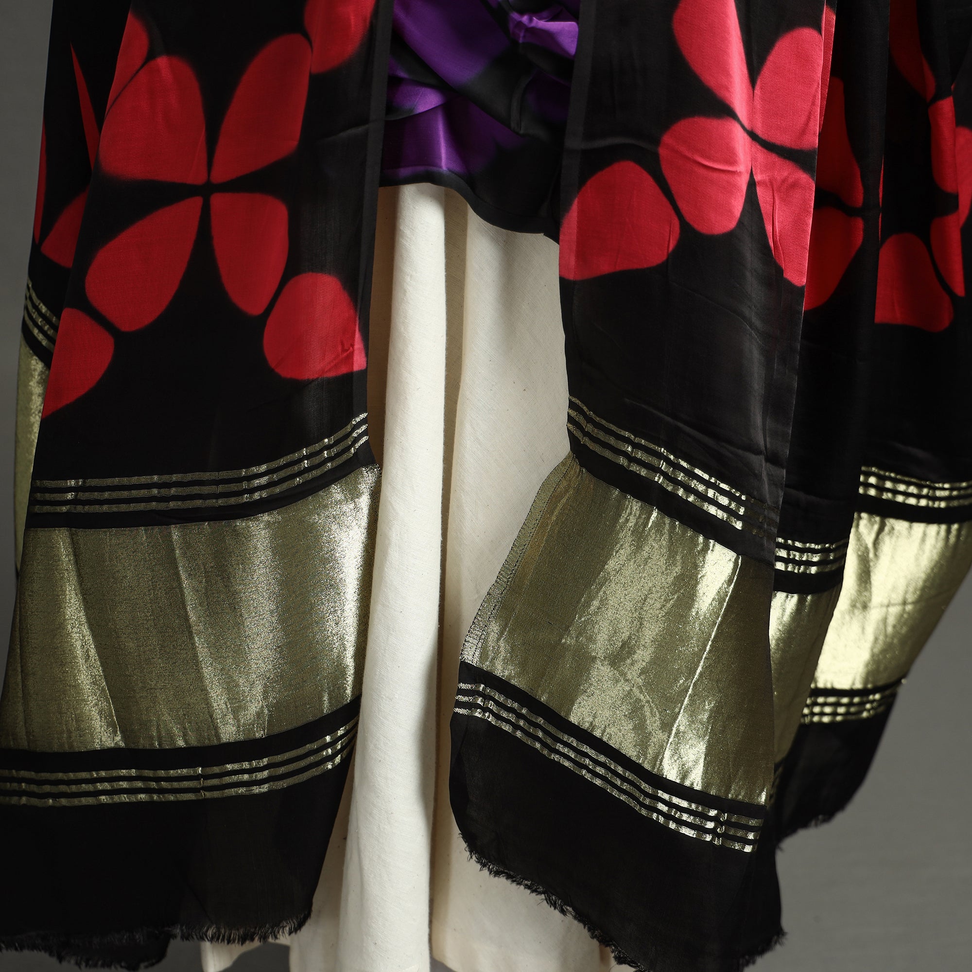  Shibori Clamp Dyed Modal Silk Dupatta with Zari Border 29 