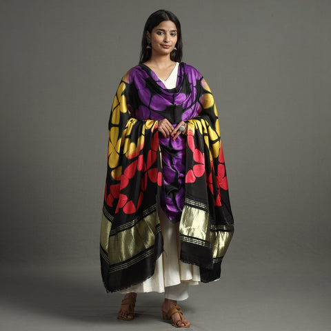  Shibori Clamp Dyed Modal Silk Dupatta with Zari Border 29 