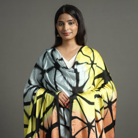 Multicolor - shibori clamp dyed modal silk dupatta