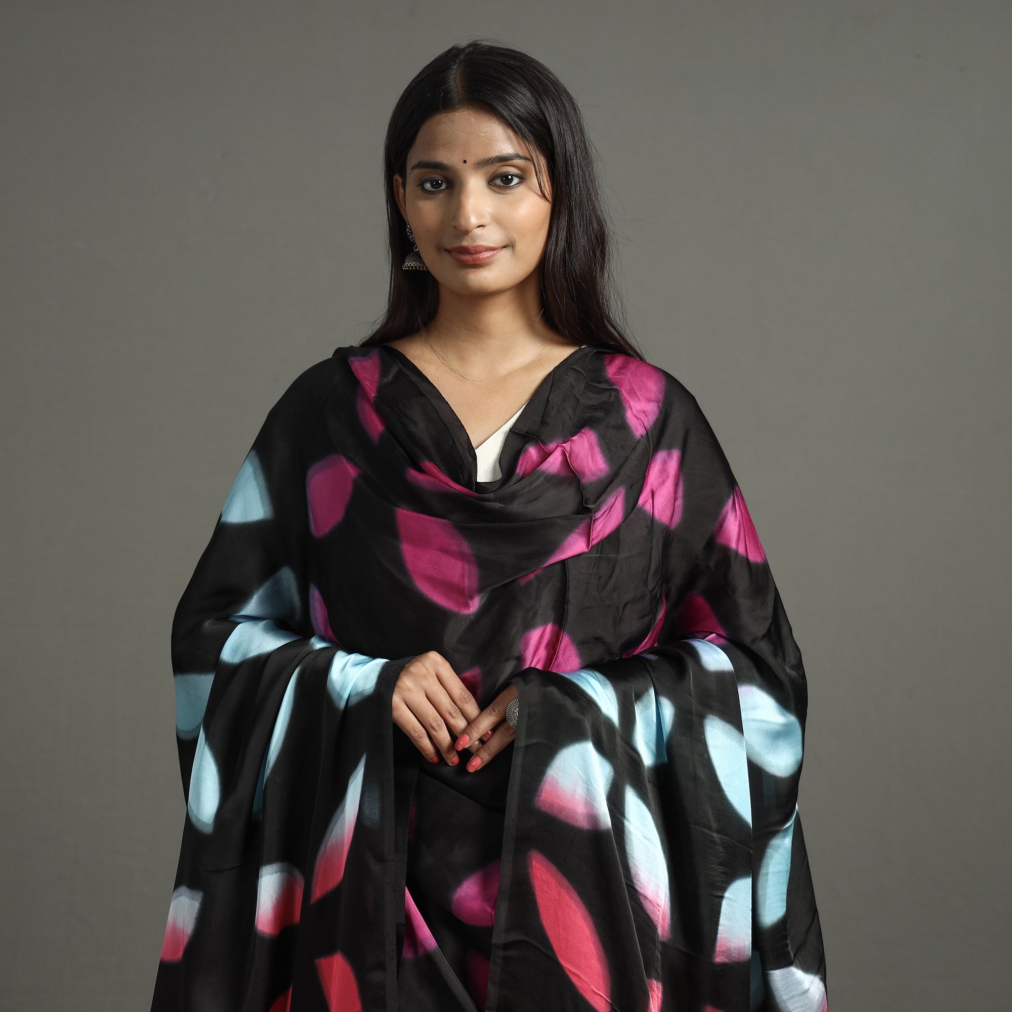 Buy Shibori Clamp Dyed Modal Silk Dupatta with Zari Border 31 Online at iTokri.com