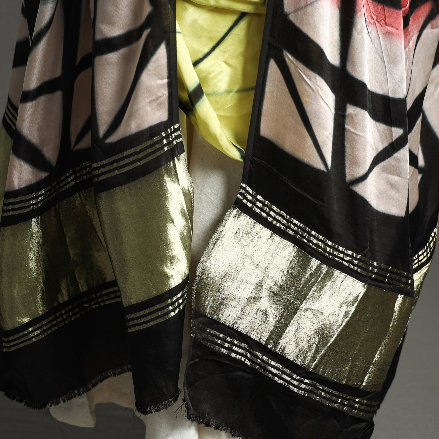 Multicolor - shibori clamp dyed modal silk dupatta