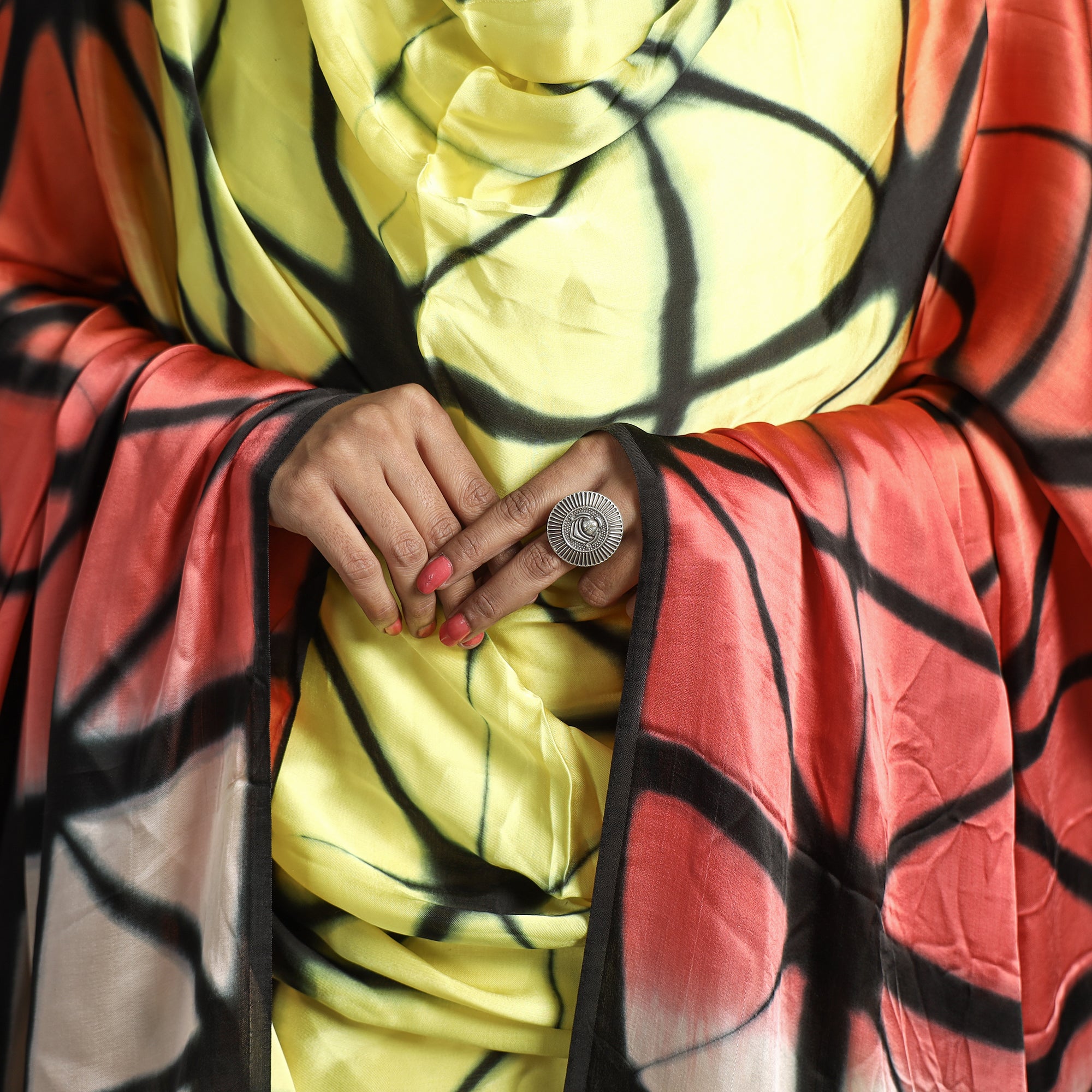 Multicolor - shibori clamp dyed modal silk dupatta