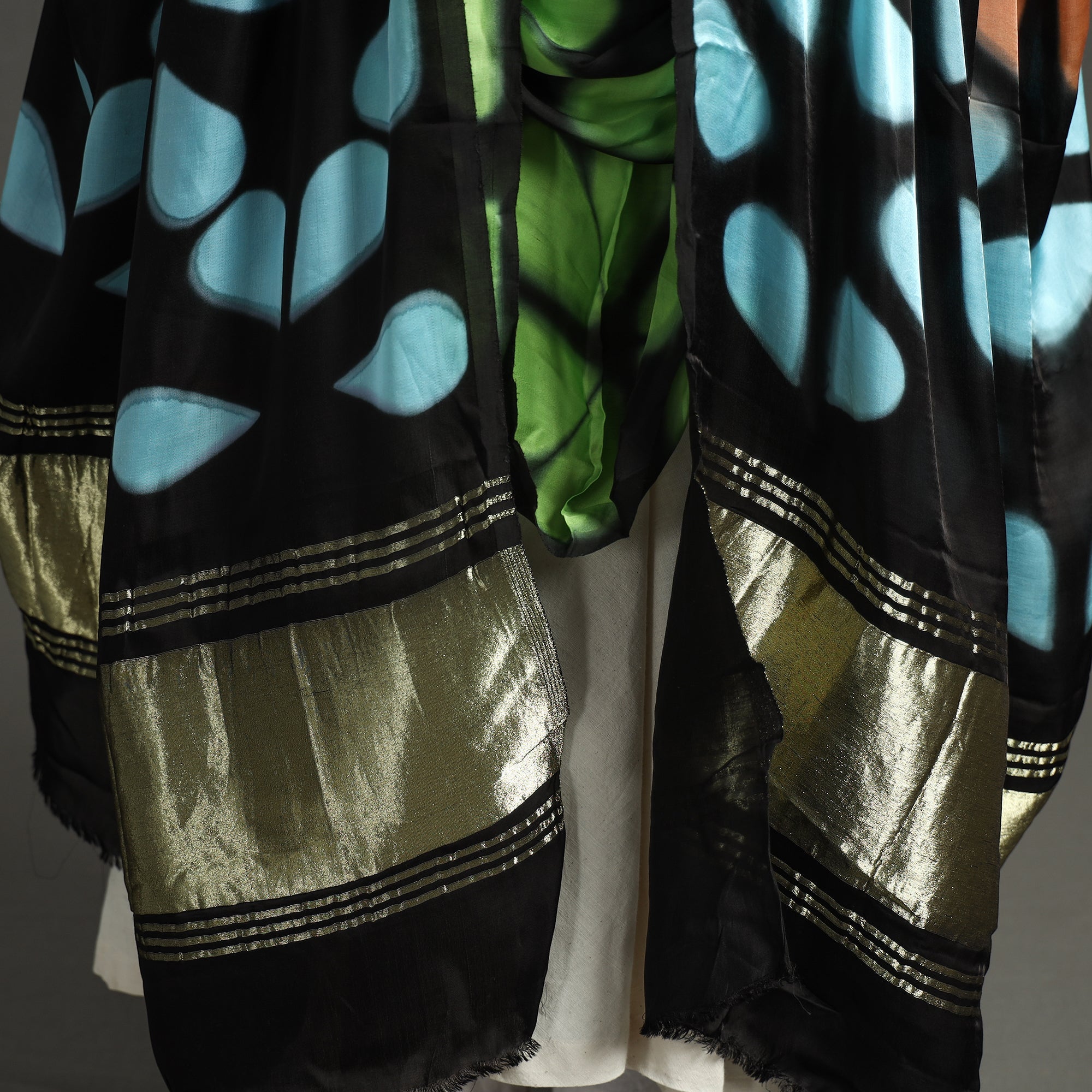  Shibori Clamp Dyed Modal Silk Dupatta with Zari Border 35 Online at iTokri.com