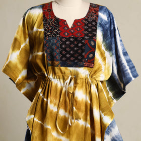 Multicolor - shibori mosaic fusion cotton kaftan (short) 22