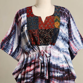 Multicolor - Shibori Ajrakh Mosaic Fusion Cotton Kaftan (Short) 26