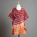 Multicolor - Shibori Tie-Dye Cotton Kaftan with Tie-Up Waist (Medium)