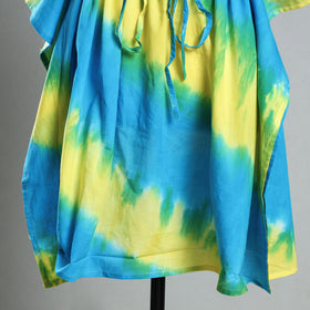  Shibori Tie-Dye Cotton Knee Length Kaftan Dress 
