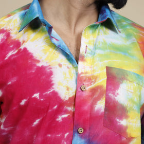  Shibori Tie-Dye Cotton Men Full Sleeve Shirt 