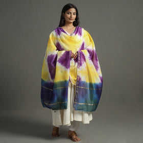 Buy Shibori Tie-Dye Handloom Chanderi Silk Dupatta with Zari Border 73 Online at iTokri.com