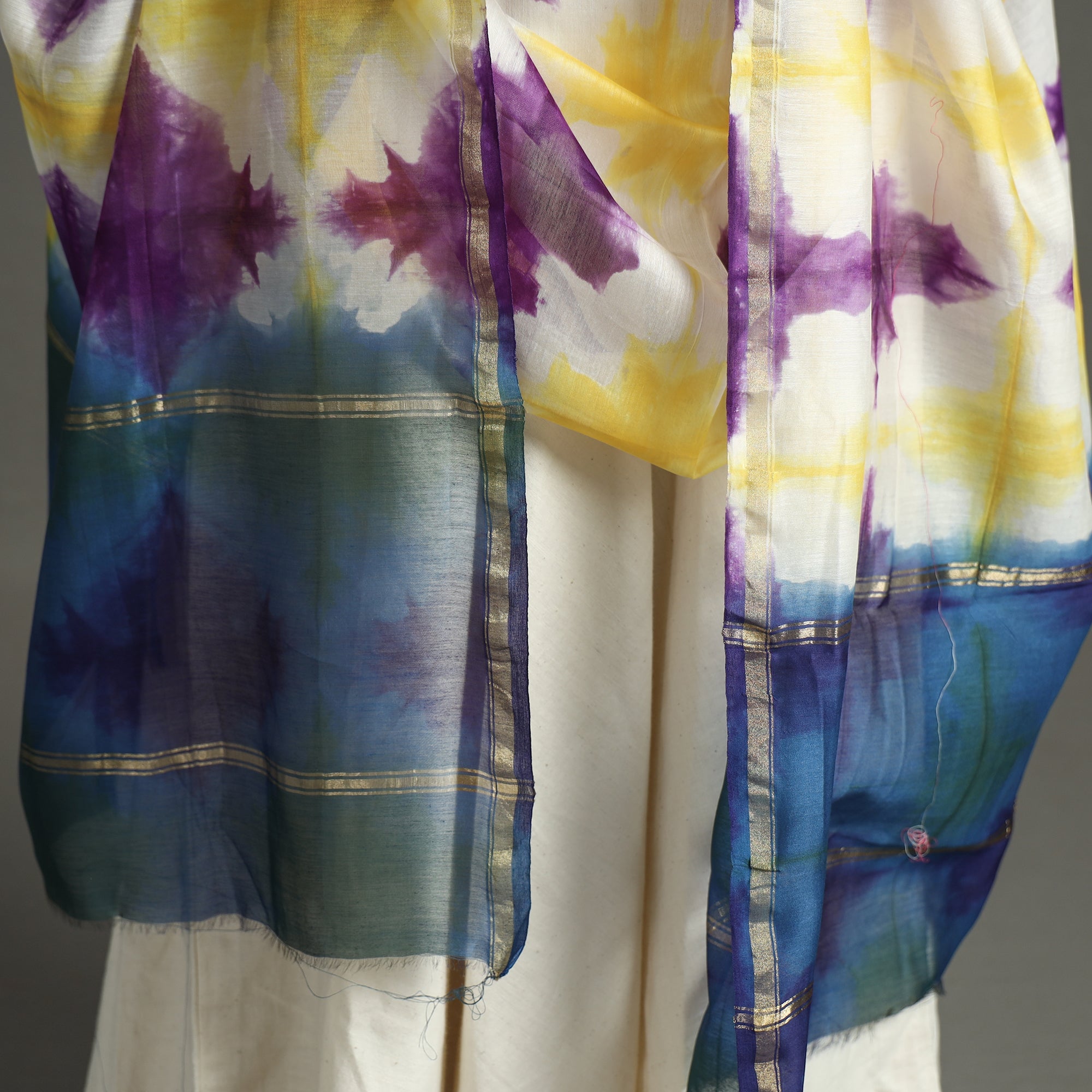 Multicolor - shibori tie-dye handloom chanderi silk dupatta