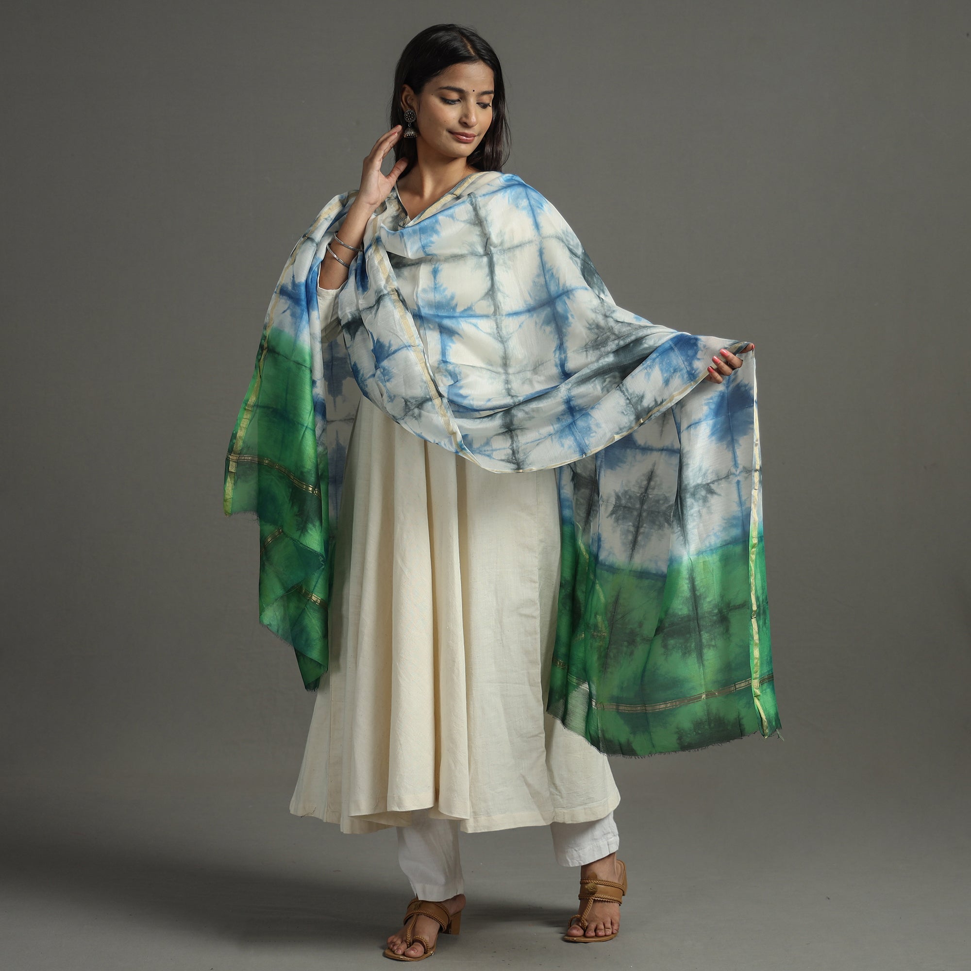 Multicolor - shibori tie-dye handloom chanderi silk dupatta