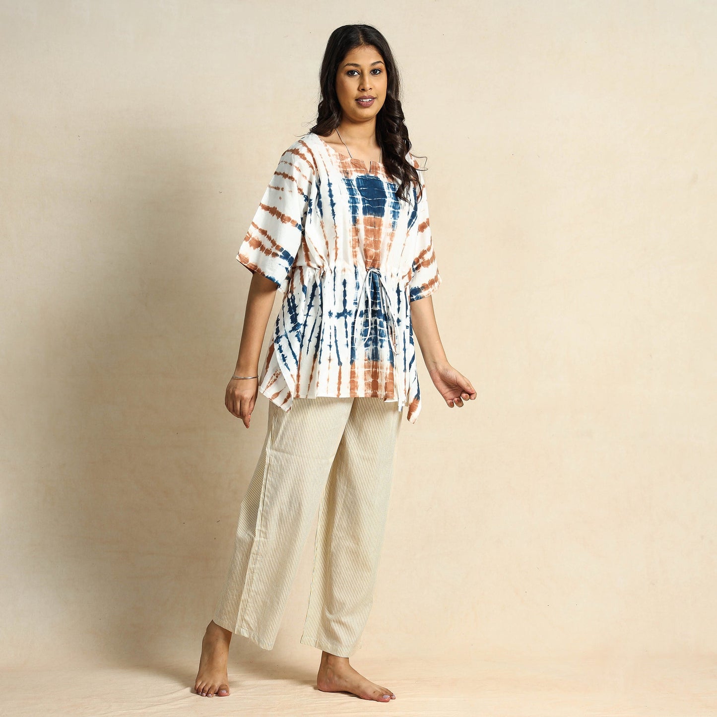 Buy Hand Block Print Kaftan & Pyjama Night Suit Set Online at iTokri.com