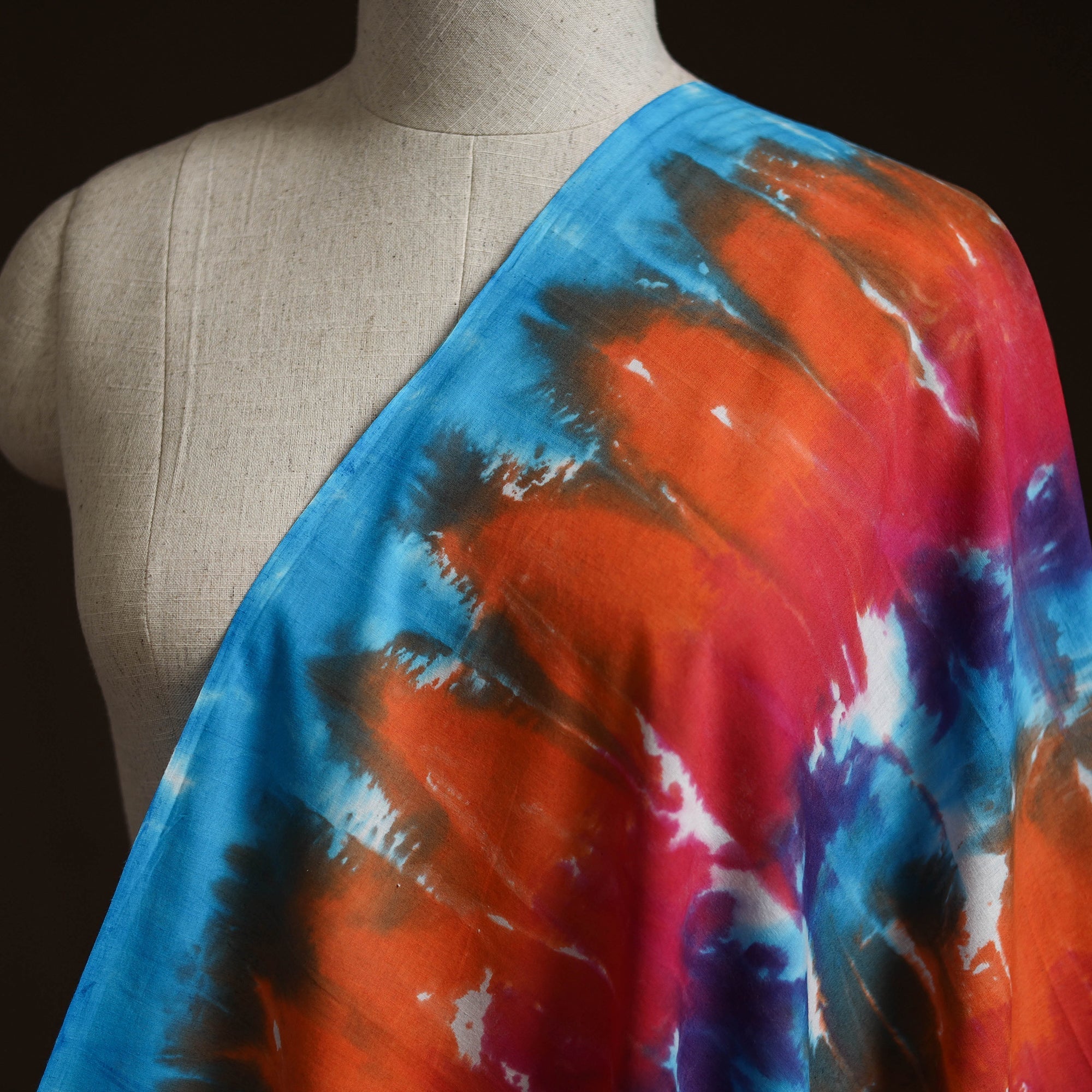 Shibori tie-dye pure mul cotton fabric 20 - handcrafted