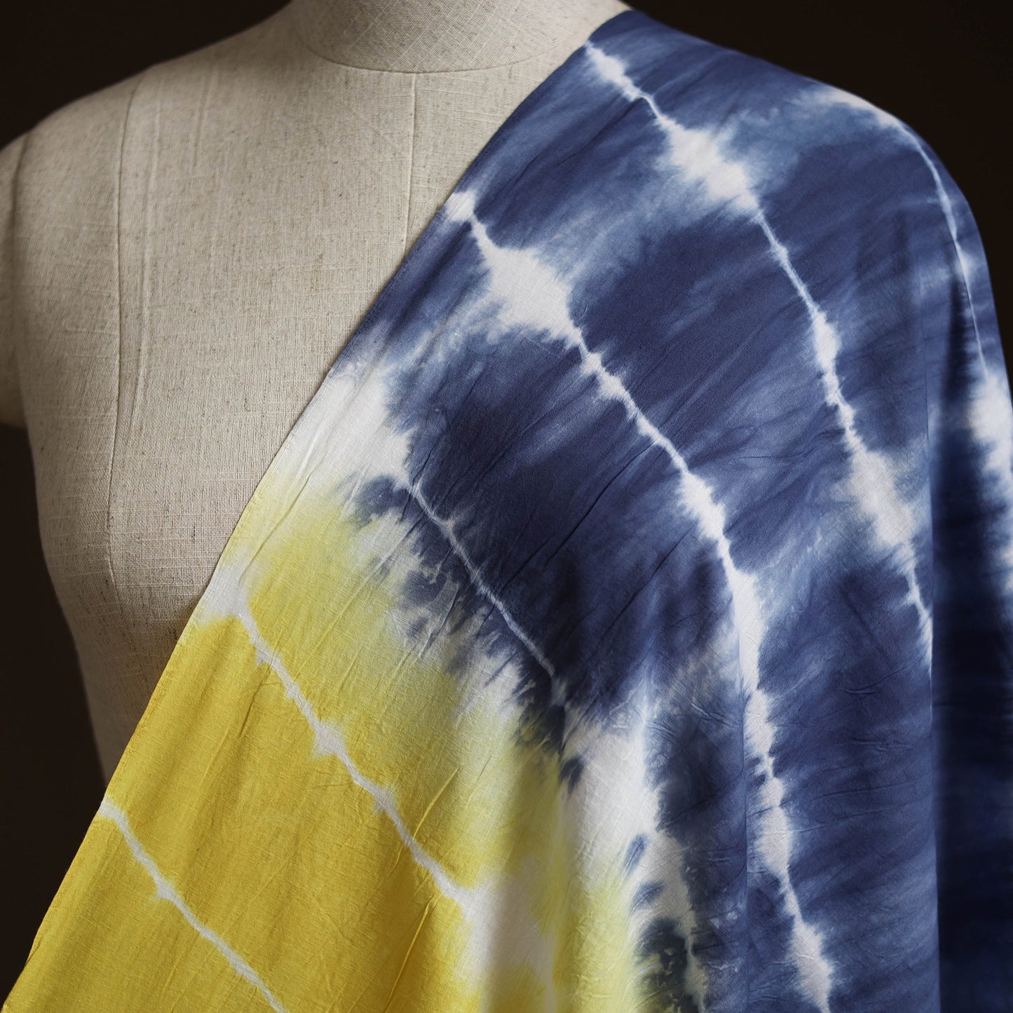 Shibori tie-dye pure mul cotton fabric 25 - handcrafted