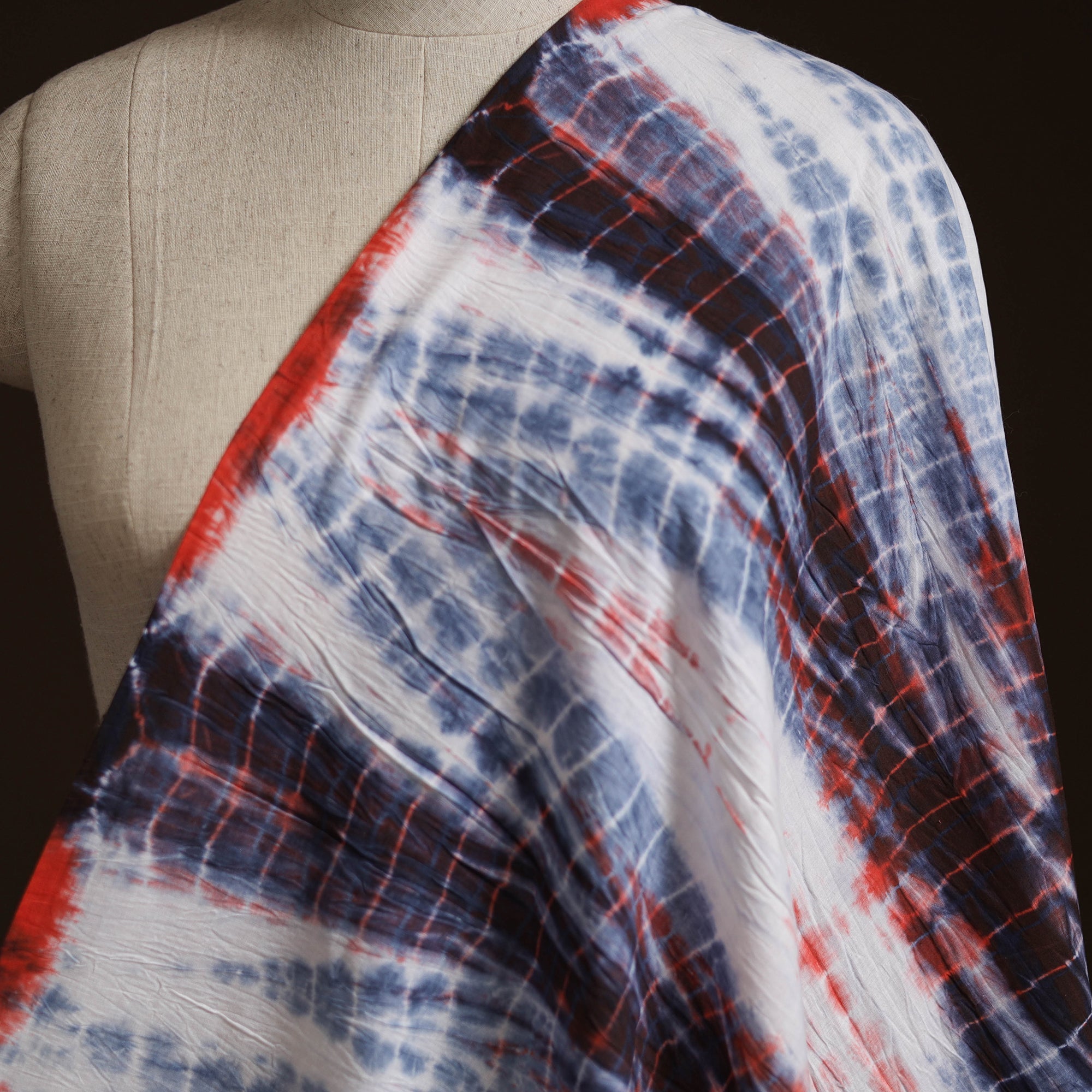 Shibori tie-dye pure mul cotton fabric 29 - handcrafted