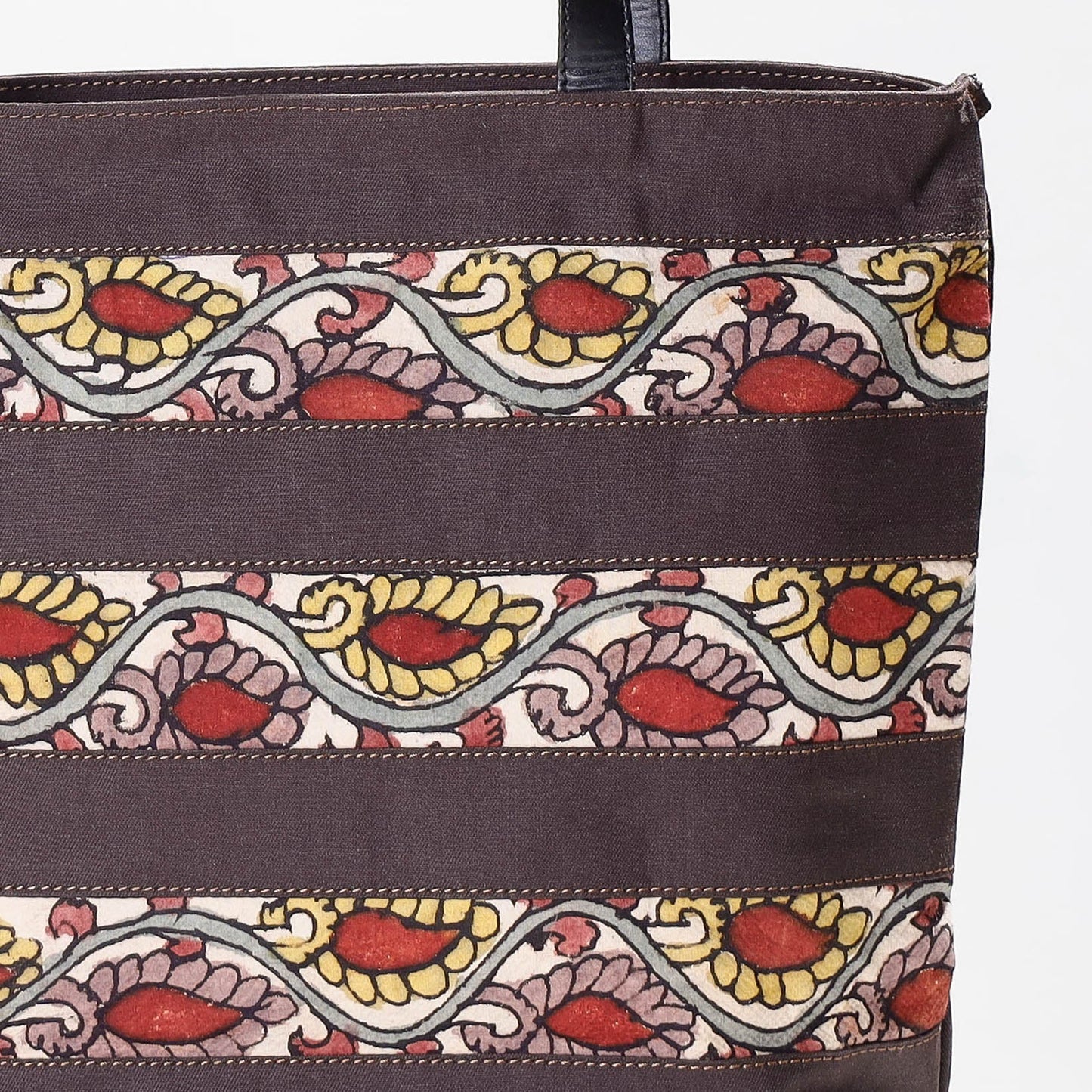 Black - Shoulder Bag - Handpainted Kalamkari Natural Dyed Cotton